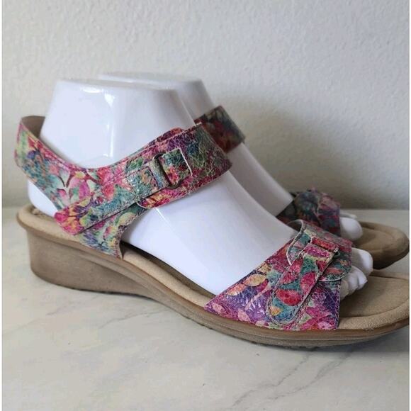 Umberto Raffini Shoes - Umberto Raffini Yasmin Leather Wedge Sandals Floral Women's Size EU 40